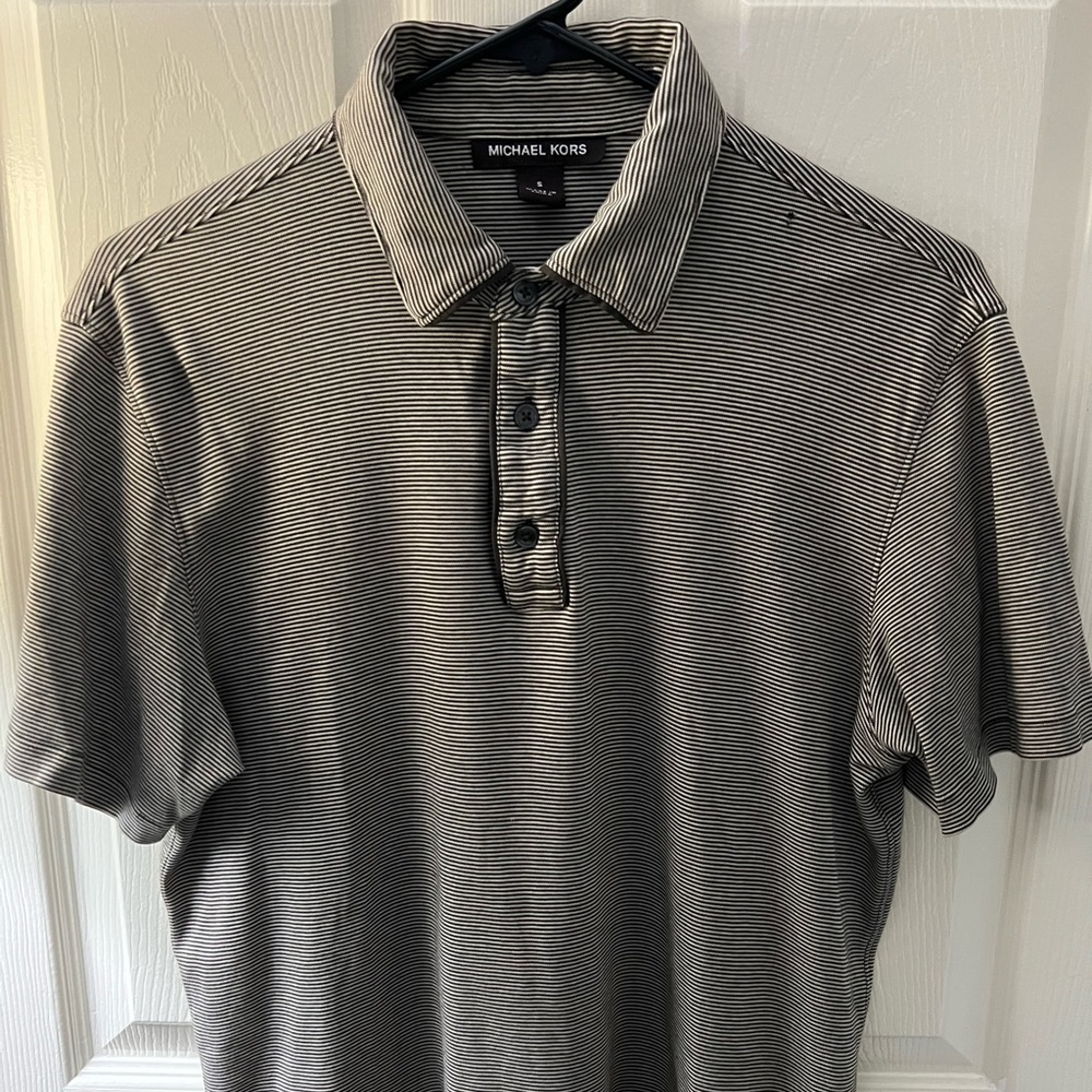 Men’s Michael Kors Grey Striped Polo (S)